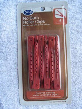 Goody Mosaic Plastic No Metal Burn Roller Clips Red 2006 Hair Curl Style Salon